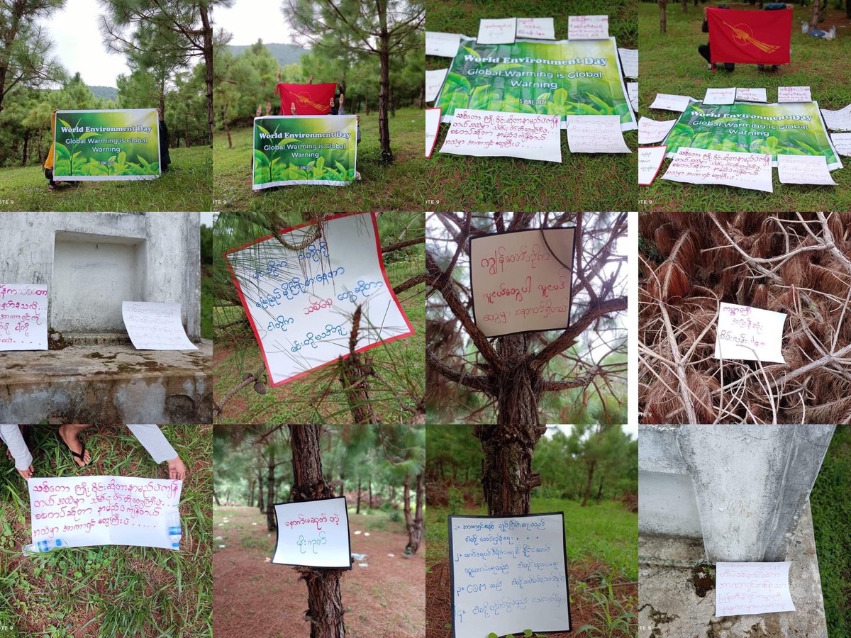 Daniel78037553's tweet photo. Anti-regime protest led by Mogok youths (BaKaTha) on World Environment Day. 
#LessTalkMoreActionsASEAN
#WhatsHappeningInMyanmar #June5Coup  https://t.co/HHFzhekWIW