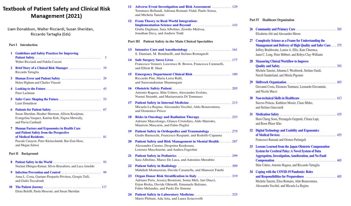 Helen Bevan (@helenbevan) on Twitter photo Sir Liam Donaldson, pioneer of patient safety & colleagues have made the Textbook of Patient Safety & Clinical Risk Management fully downloadable & free. The content is outstanding, written by leading practitioners globally link.springer.com/book/10.1007%2… V <a href="/PIPSQC/">PIPSQC</a> #100RepeatTweets no.55 Sir Liam Donaldson, pioneer of patient safety & colleagues have made the Textbook of Patient Safety & Clinical Risk Management fully downloadable & free. The content is outstanding, written by leading practitioners globally link.springer.com/book/10.1007%2… V <a href="/PIPSQC/">PIPSQC</a> #100RepeatTweets no.55