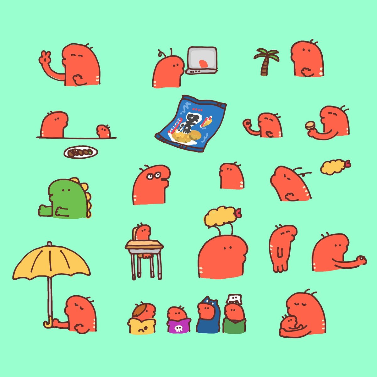 「6月4日Instagramきまぐれお返事の時のイラストをまとめ🦐 」|伊豆見のイラスト