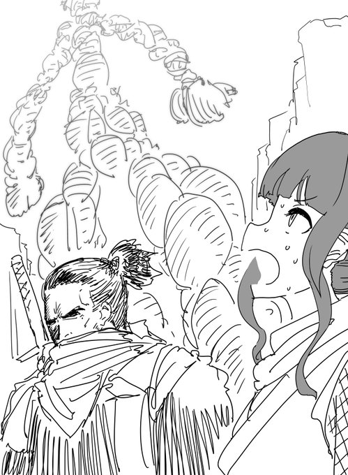 ファンボックスに『狼(SEKIRO)と浜口あやめさん』リクエストが来ていたのですが、僕は隻狼はやったことがないので、唯一持っている隻狼知識の注連縄マンを画面に入れる事でそれっぽくしました 