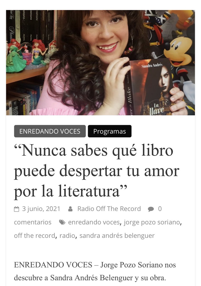 Nueva entrevista en #enredandovoces , esta vez a la adorable <a href="/sandra_autora/">Sandra Andrés B</a> , que nos habla de su amor por los libros y su forma de entender la literatura.
Como siempre, en <a href="/RadioOTRonline/">Radio Off The Record</a> 
¿Os pasáis a escuchar el podcast?

radiofftherecord.com/2021/06/03/777…