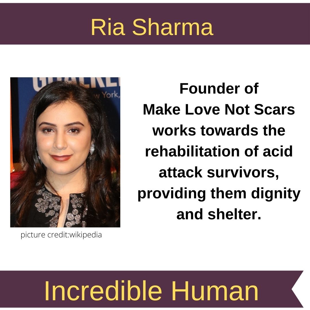 Ria Sharma and her team at <a href="/MakeLuvNotScars/">MakeLoveNotScars</a> helps to rehabilitate acid attack survivors. Even during the pandemic, MLNS is working relentlessly to impart them with a monthly stipend, food, and medicines. 
To follow their incredible work, click here: milaap.org/fundraisers/su…
