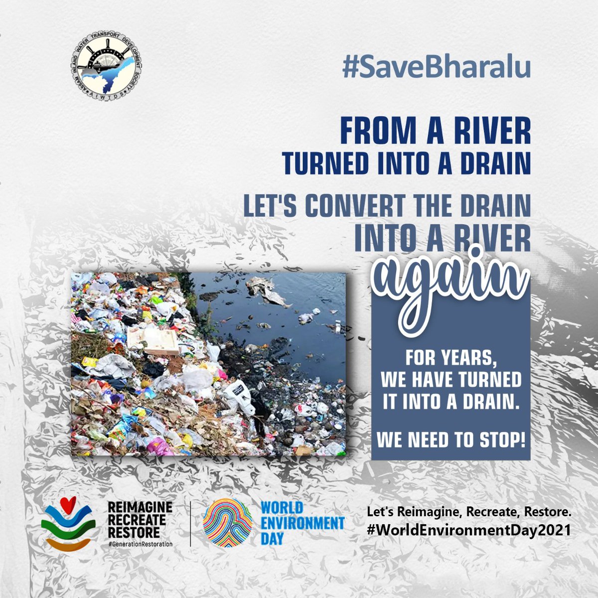 Ecosystem Restoration is this year's #WorldEnvironmentDay theme, and there is no better time to highlight the importance of bringing Bharalu back to life! Let's recreate our bond with Bharalu and save this wonderful gift of nature.
#SaveBharalu #RespectOurRivers #RestoreOurEarth