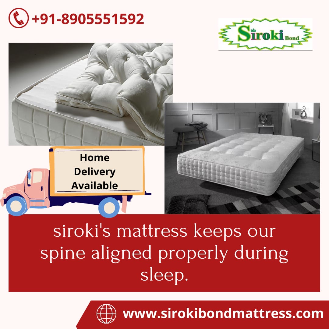 SirokiBond's tweet photo. Siroki Mattress Keeps our spine aligned properly during sleep. 

Book A order Now, get free shipping on First Order.

For the Latest offers, Visit us or call us 
Website:- https://t.co/QJiND19lL9
Call us:- 8905551592

 #booknow #orderoncall
#mattress #bed #sleep #RelaxWeekend https://t.co/NmZ7b4sOXH