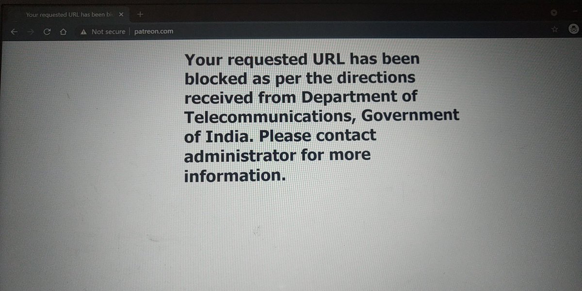 So <a href="/DoT_India/">DoT India</a> has blocked <a href="/PatreonSupport/">Patreon Support</a>. What's up with this?
