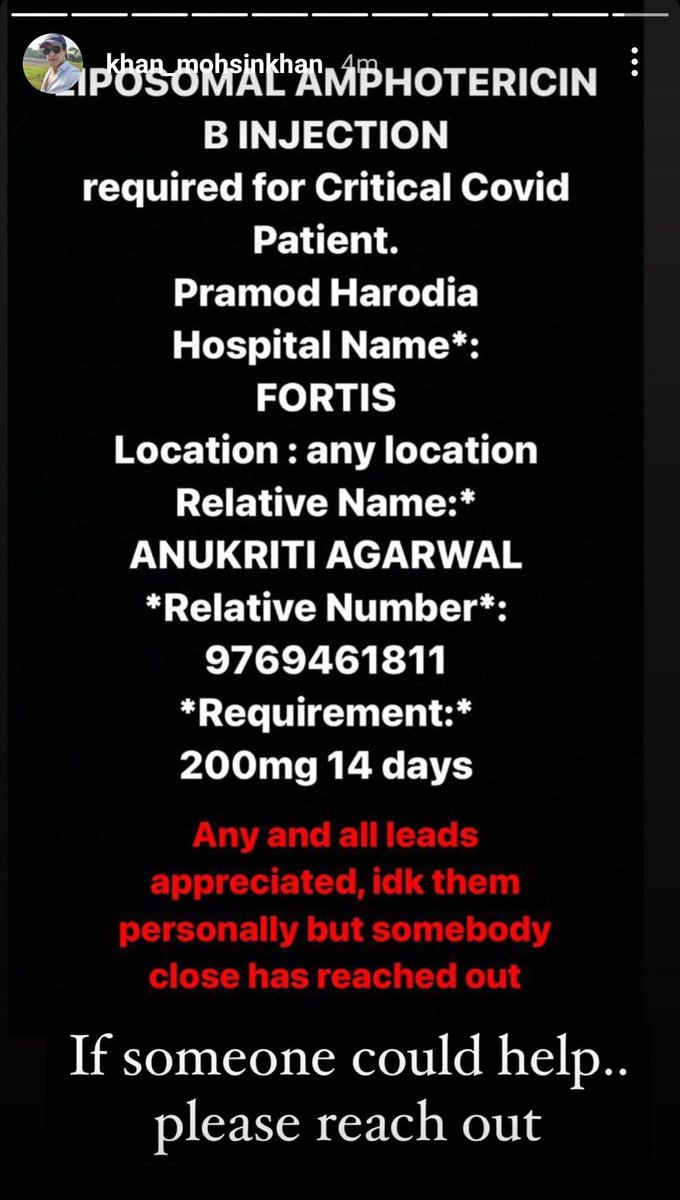 Via~ Mohsin's ig story ! 
Any leads ????
#CovidResources 
Details and number is been given !!
Please help If someone can?