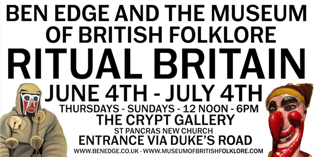This landmark exhibition on UK calendar customs runs at @TheCryptGallery, opposite London's Euston Station, until Sunday 4th July. There's also a great programme or events, featuring broadcaster @zakiasewell, @BossMorris_ @wayofthemorris cryptgallery.org/event/ben-edge… #RitualBritain