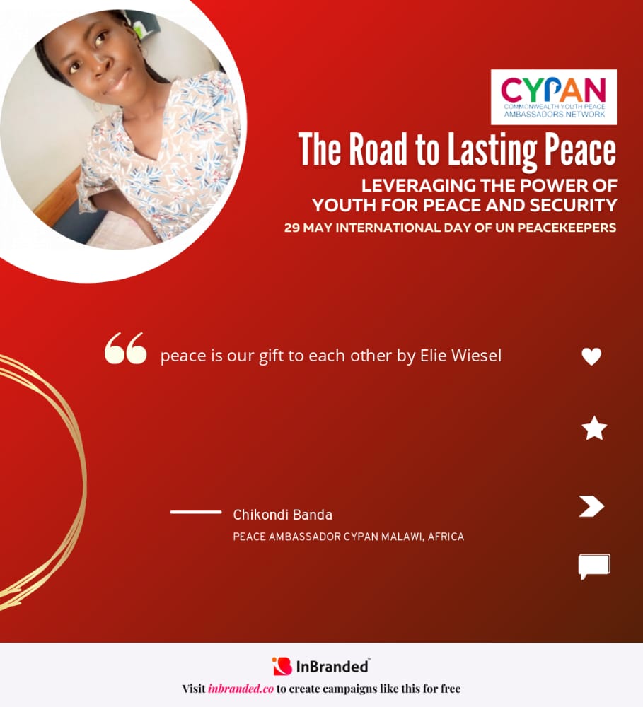 #PKDay
#YouthPeaceSecurity
#CypanMw
#CommonwealthYouthPeaceAmbassadorsNetwork
#UNPeacekeeping
 <a href="/UNPeacekeeping/">UN Peacekeeping</a>
@CYPANOFFICIAL
<a href="/CYPANMw/">Commonwealth Youth Peace Ambassadors Network Mw</a>