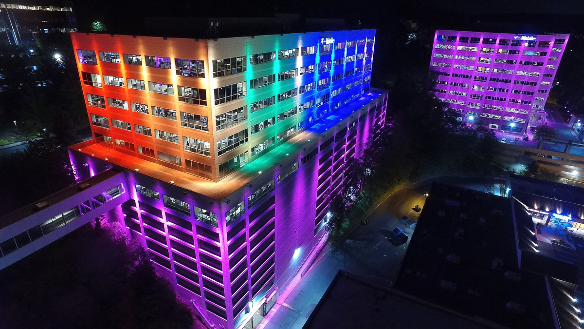 We're lighting up our <a href="/TMobile/">T-Mobile</a> headquarters to show our Pride! #BeYou