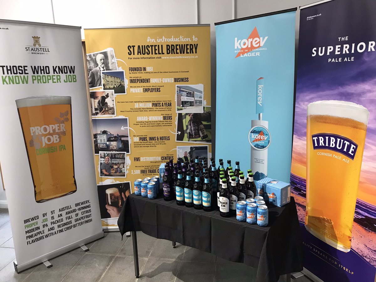 All set up in the food &amp; drink zone in ‘Cornwall House’ <a href="/FalmouthUni/">Falmouth University</a>. Seems so surreal that hundreds of international journalists will be arriving in my hometown for the #G7 Summit next week. What an amazing opportunity to showcase our county (and beers) on the world stage! 🌍