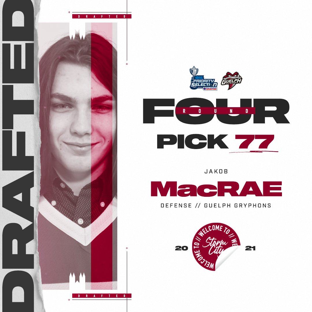 With the 77th Selection in the #OHLDraft, the Guelph Storm are proud to select Jakob MacRae from the Guelph Gryphons! 

Welcome to Storm City, Jakob!🌪️