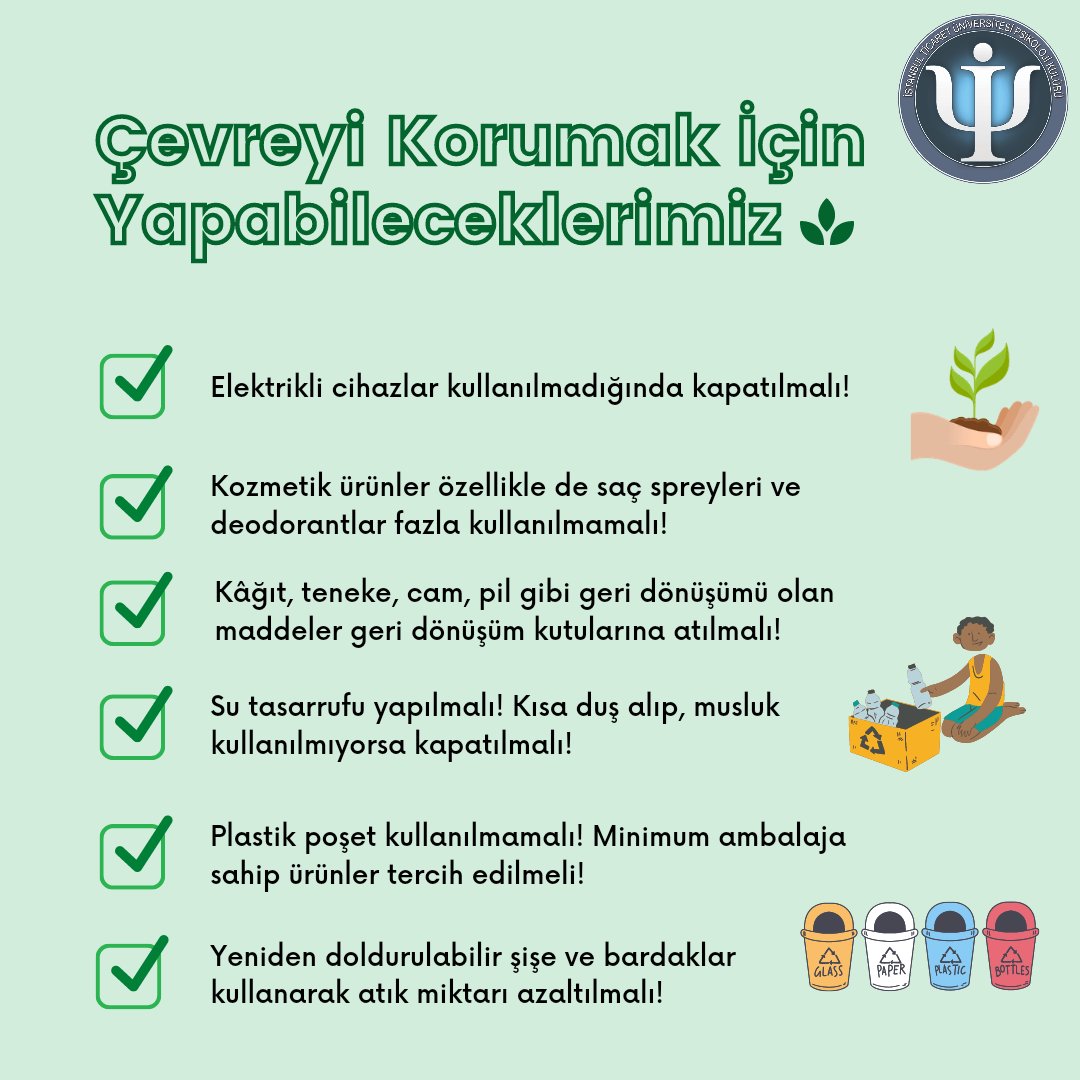 Yaşanabilir bir dünya için çevremizi koruyalım. 5 Haziran Dünya Çevre Günü kutlu olsun!
"Yeryüzü basitçe insanoğlu için bir erzak deposu ve çöp kutusu değildir. Yeryüzünün felaketimiz pahasına gözardı ettiğimiz kendi gereksinimleri ve dinamiği vardır."
#dünyaçevregünü
#TicaretPsi