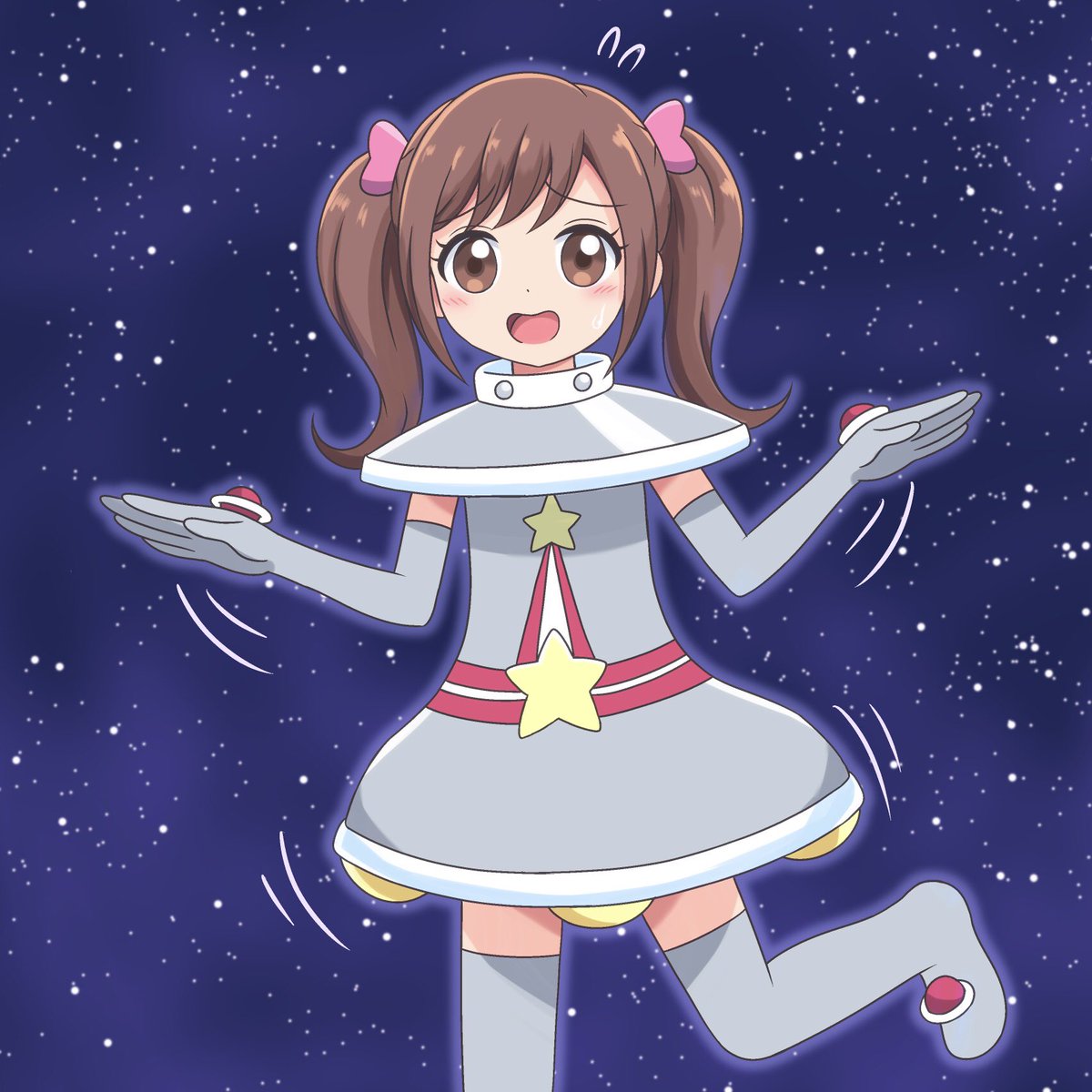 加ト しゅん Skeb募集中 ワンドロでこころちゃん描くと毎回こだわって 今回はツードロになっちゃいました 宇宙といえば Ufo アニメ35話 Ufoをつかまえろ でお披露目したufoダンスをufoっぽい服装で踊らせてみました ここたま版深夜の真剣お絵描き