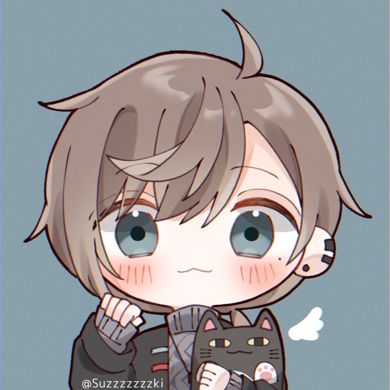 1boy male focus chibi mole under eye jacket brown hair solo  illustration images