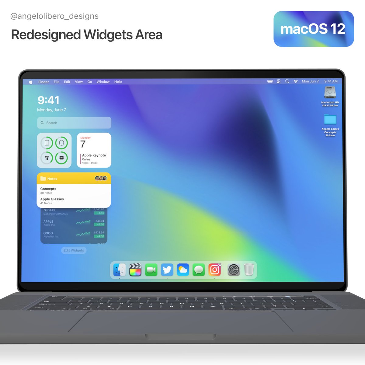 angeloldesigns's tweet image. Redesigned Widgets Area - macOS 12 💻🍏

#macOS12 #macOS #WWDC21 #wwdc2021