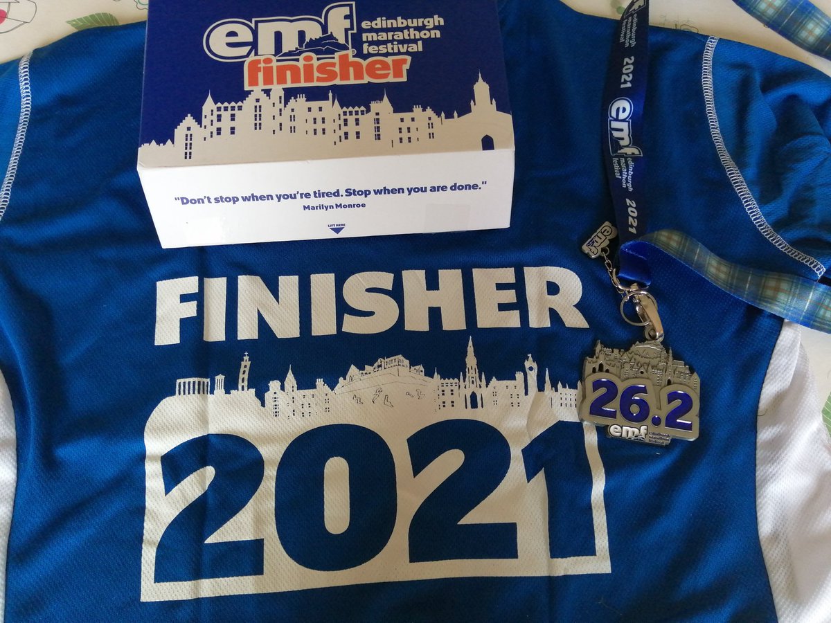 CouchMarathon's tweet photo. So delighted with the finishers pack from @MrHairyHaggis. A perfectly packed gift box with a fab t-shirt I will proudly wear, chunky medal, cute keyring, other gifts, discount codes & memorable quotes. Nicely done. π
#VirtualEMF #UKRunChat #MarathonRunner https://t.co/FnIER7xHr8