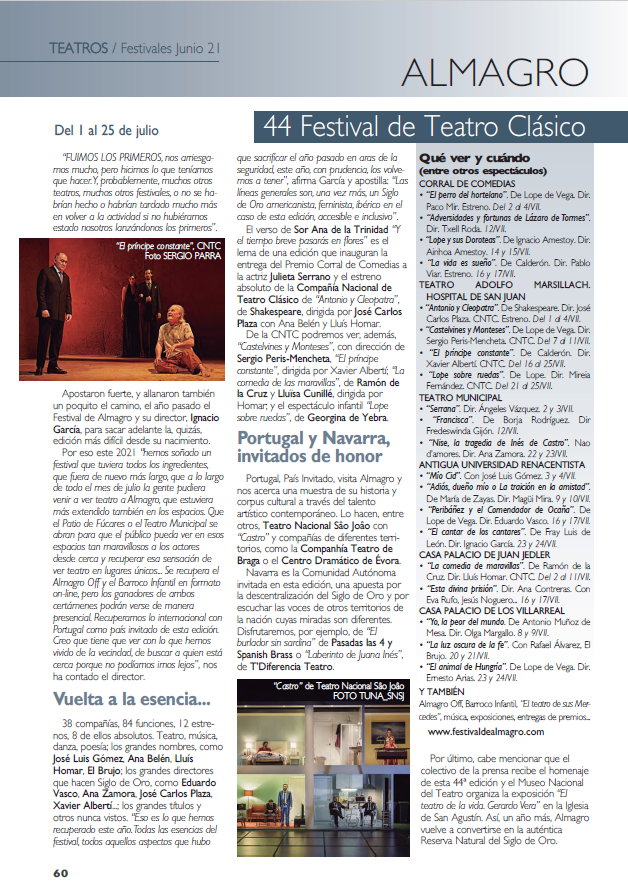 festivalalmagro's tweet photo. 🗞️El #FestivaldeAlmagro en el número de junio de la @RevistaTeatros  🎭

Podéis ver la revista en ➡️ https://t.co/1PLjoymftD https://t.co/eUoCxHutVk