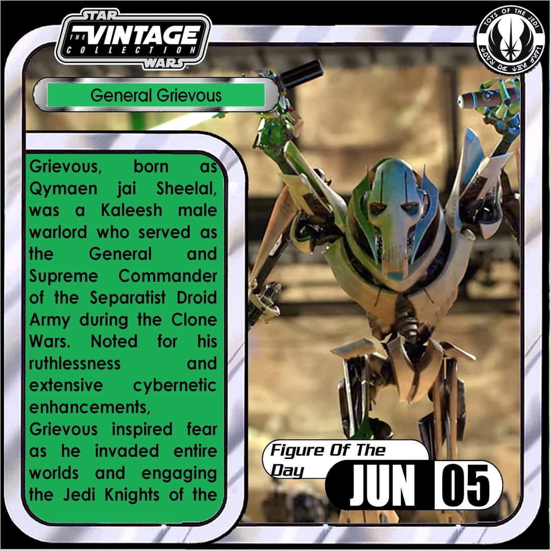ToysJedi's tweet photo. #ActionFigureOfTheDay #GeneralGrievous from #TheVintageCollection line This figure looks good, but the plastic used is too flexible, making posing the figure very difficult. While a new sculpt would be nice, a re-release cast in a stronger plastic would also do. #DefinitiveForNow https://t.co/HHtltIBeYD