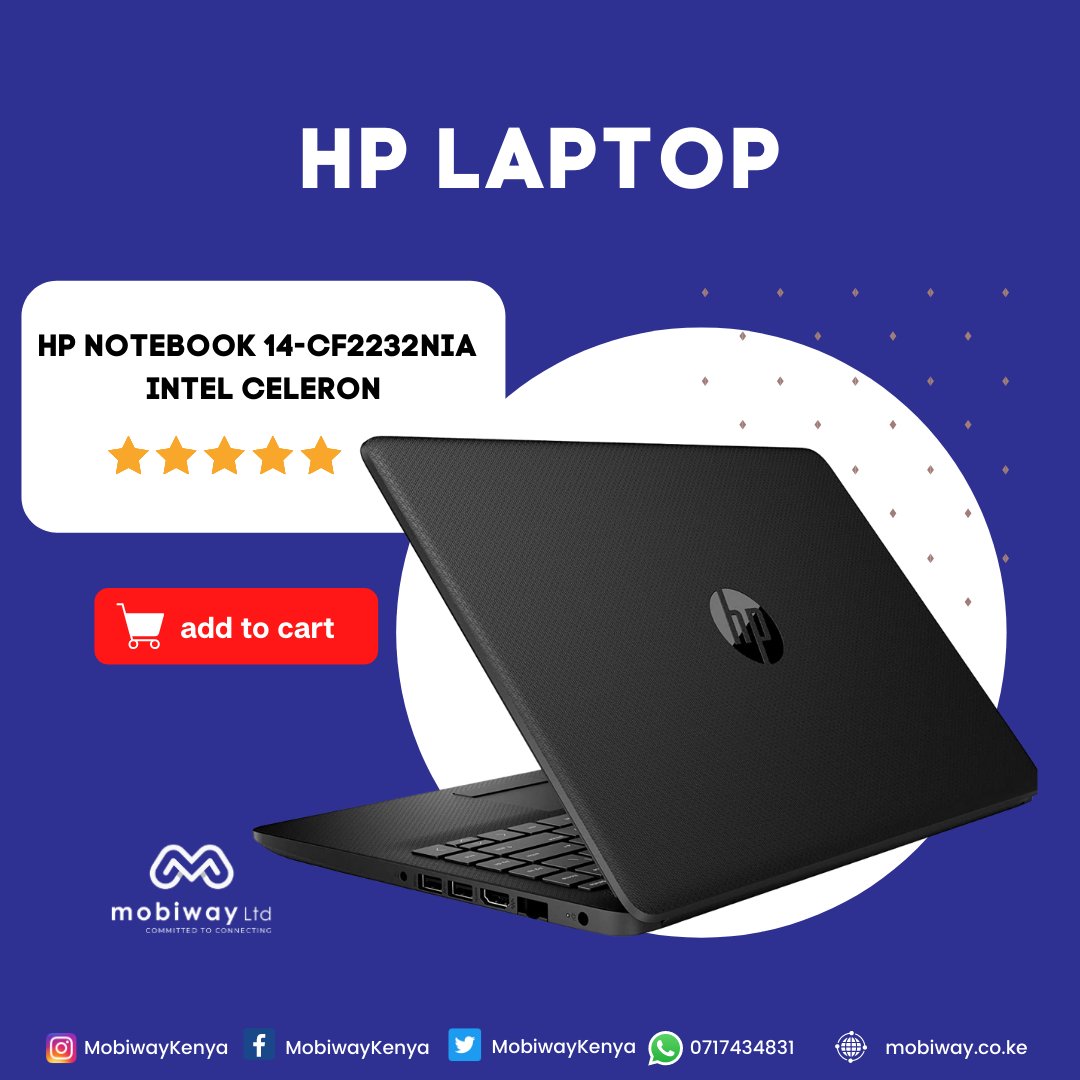 MobiwayKenya's tweet photo. Visit our online shop https://t.co/DxEAVMWw2f for the #HPNoteboo14 with Intel Celeron processor, 14" HDD Display, 4 GB RAM DDR4, 500 GB HDD. #MobiwayKenya #Committed2Connecting https://t.co/o0kaBPADxL