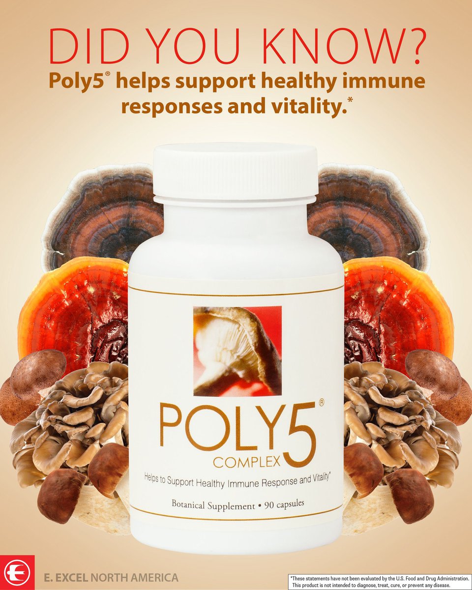CaixiaA's tweet photo. Poly5’s synergistic Immune Response Blend includes 5 impressive mushrooms: agaricus blazei mushroom, coriolus versicolor mushroom, shiitake Mushroom, reishi mushroom, and maitake mushroom.* https://t.co/KhvQO6pUSm
