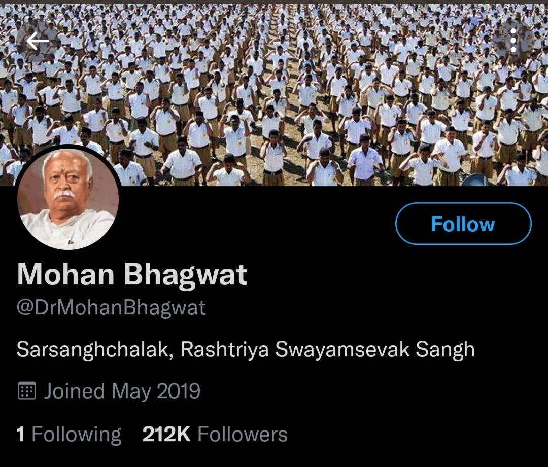 Twitter removed verified badge from Dr. Mohan Bhagwat handle. 
Twitter is testing the patience of India. 
#mohanbhagwat
#मोहन_भागवत
 #राष्ट्रीय_स्वयंसेवक_संघ
#BanTwitterInIndia 
#TwitterBanInIndia