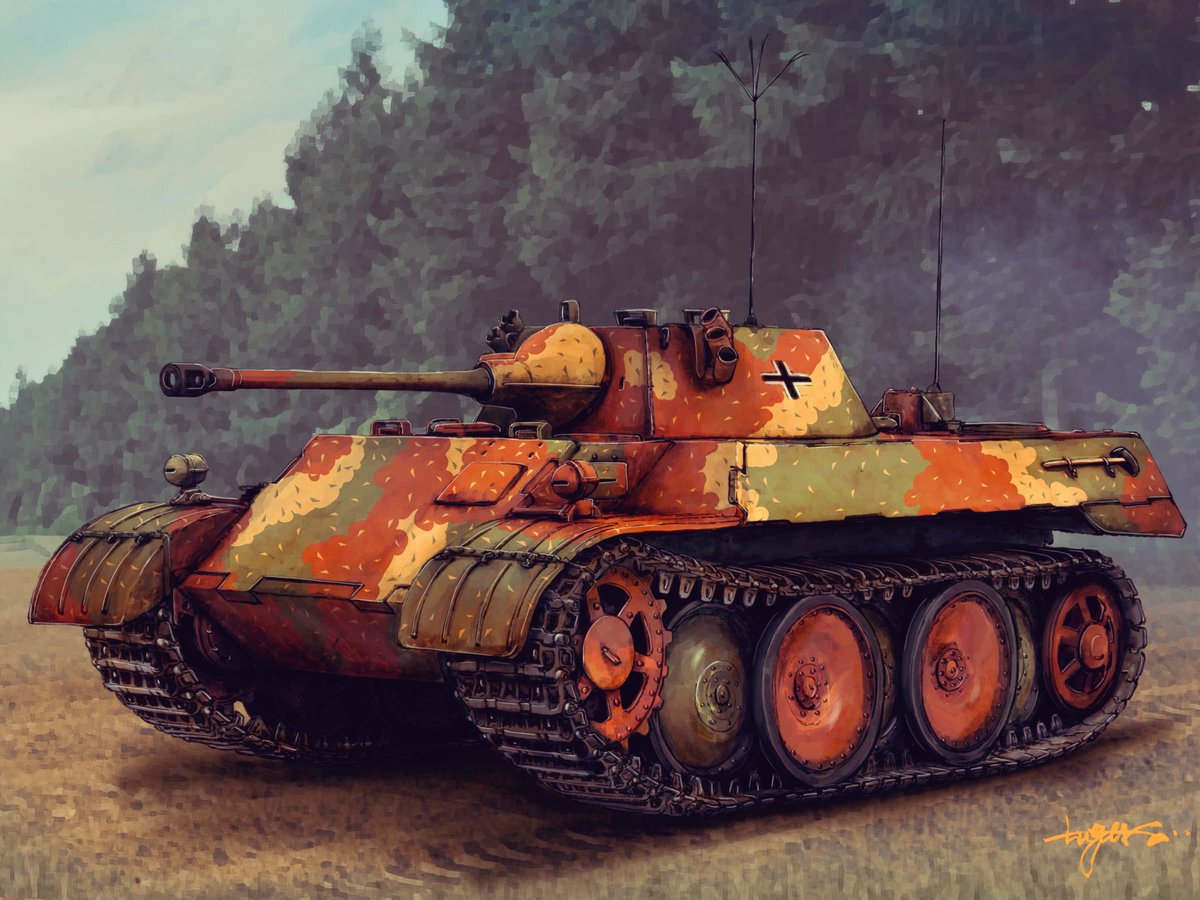 「VK 1602 Leopard(試作偵察用軽戦車)
色塗り完了です₍˄·͈༝·͈」|鬼ルガSのイラスト