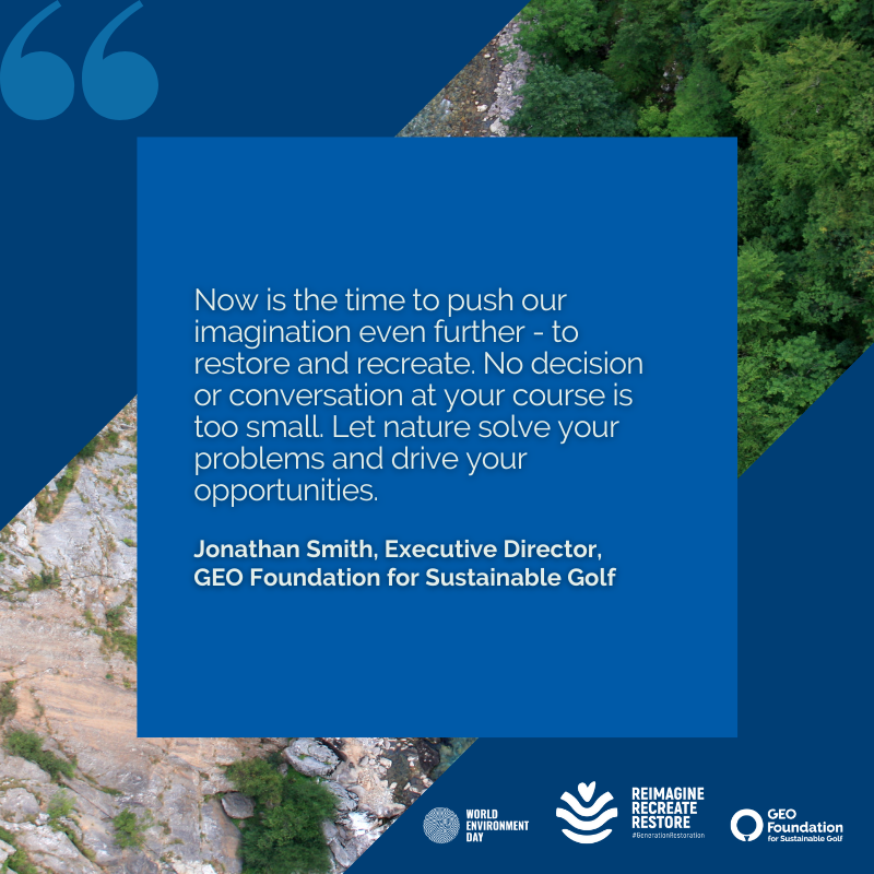 sustainablegolf's tweet image. 💬 "No decision or conversation at your course is too small." — Jonathan Smith 

What conversations can you have this #WorldEnvironmentDay? 🤔 

Read more about what the sport is doing to reimagine, recreate and restore ecosystems - bit.ly/GEOWED2021
