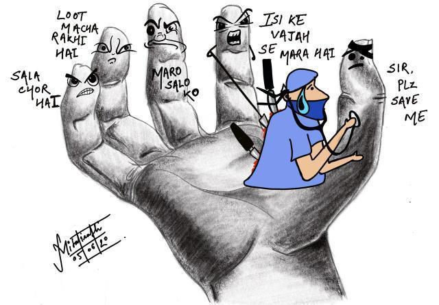 shubham_a_jha's tweet photo. This picture perfectly demonstrates the transition of attitude Indian patients &amp; their relatives towards the Doctors of the country.
#StopViolenceAgainstDoctors https://t.co/FscKX7mCJ1