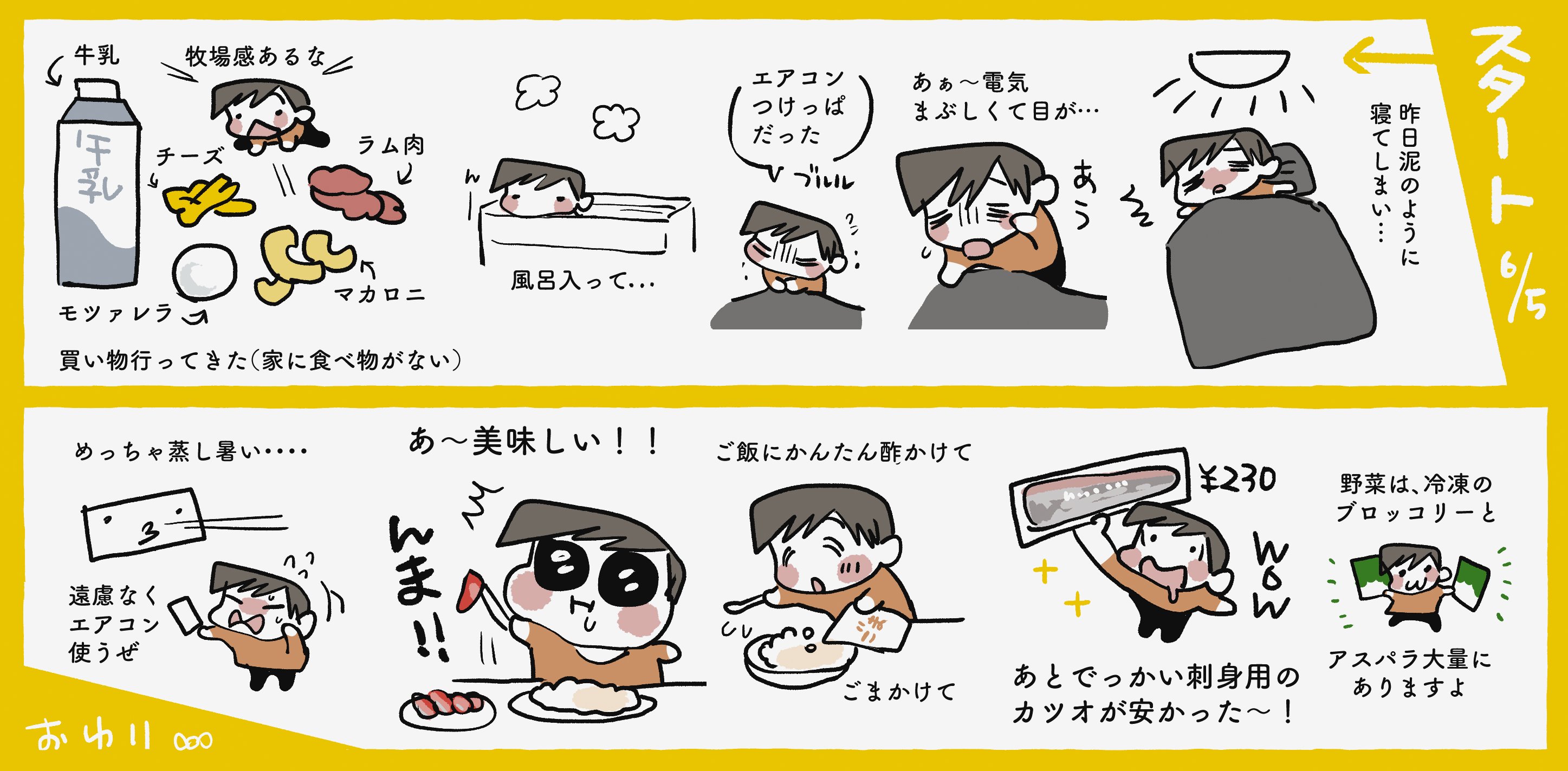 まこと まいにち絵日記 絵日記 6 5 土 今日の絵日記です また食材が 沢山増えた 野菜を食べるためのグラタンが作れるぞ 今日はカツオ食べた T Co Nktxf92ium Twitter