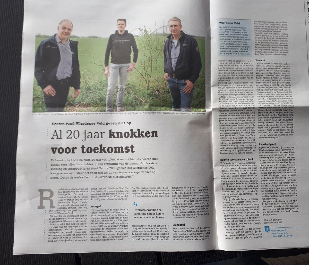 Al 20 jaar knokken voor toekomst!
Wederom een N2000 gebied waar koste wat kost de natuur boven de boerengezinnen geplaatst wordt. Om moedeloos van te worden, overal zie je dit gebeuren. Het vertrouwen in politiek en overheid is volledig weg. <a href="/VeeGewas/">Vee & Gewas</a>