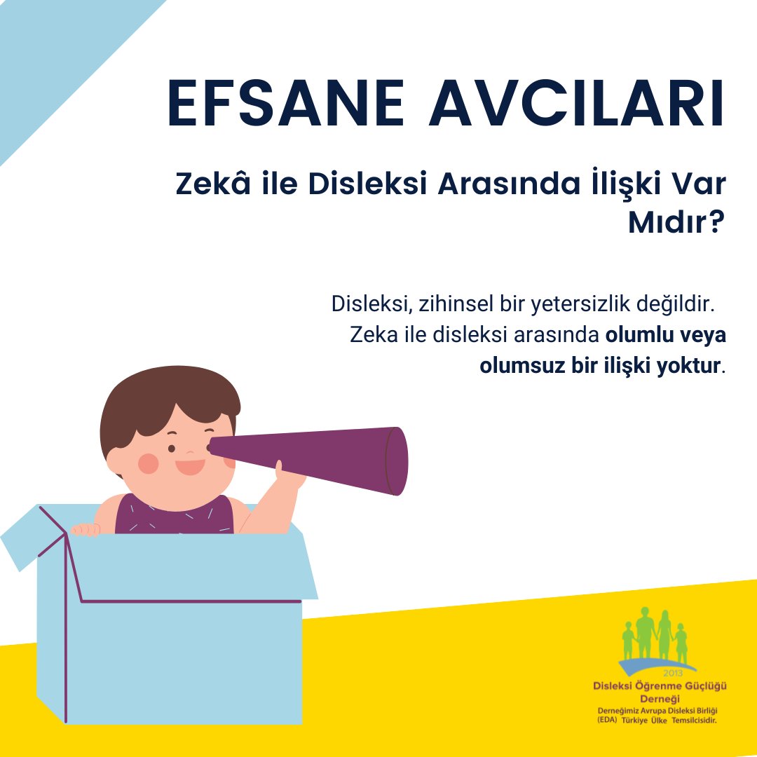 Disleksidernek's tweet photo. Özgül Öğrenme Güçlüğü’nün zeka ile olumlu veya olumsuz herhangi bir ilişkisi yoktur.  

Disleksili çocuklarımızın mutlu ve umutlu bir hayata sahip olması için dernek olarak yanlış bilgilerin doğrularını sizlere aktarmaya devam edeceğiz. https://t.co/7emKDVocvf
