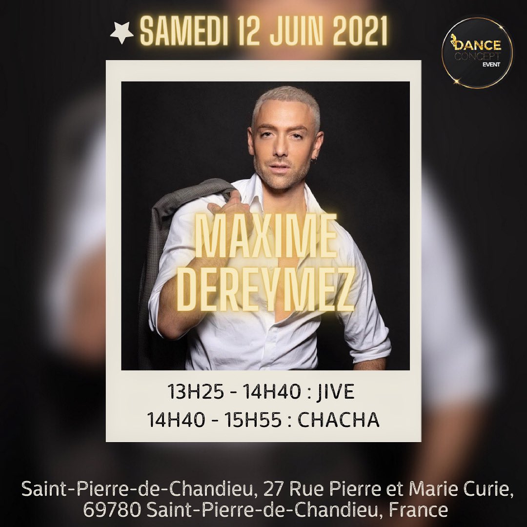 DANCECONCEPTEVE's tweet photo. Retrouvez Maxime Dereymez samedi prochain à notre workshop special DALS 💫 

📲 Inscriptions : https://t.co/6i5hlP2CIf

Dance Concept Event #dals #dce #danceconceptevent #weekend #maximedereymez # https://t.co/vwZA9iNf6Y