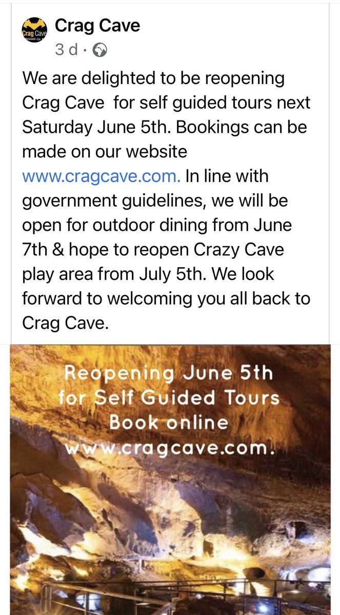 castleisland_c's tweet photo. Ireland’s renowned show cave and the infamous and ever popular children’s Crazy Cave opening shortly. Ideal family day out at the #GatewayToKerry Enjoy Outside Dining from Monday next. https://t.co/WbHiqp2rs9