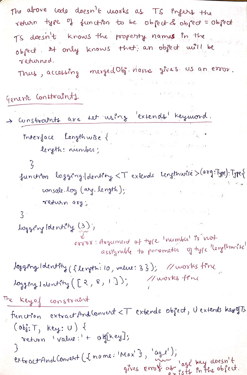 thesavvycoder's tweet image. Finished with #Day5 of #30DaysOfTypeScript Challenge
Learned about Generics, Generics Classes, Generic constraints, and more.  
Handwritten notes can be found in the repo below.
Follow the repo : 👇👇
github.com/tarunsinghdev/…
#TypeScript #30daysofcode
Today's Notes : 👇👇