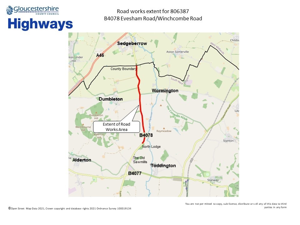 Glos Roads on Twitter "B4078 Evesham Road road