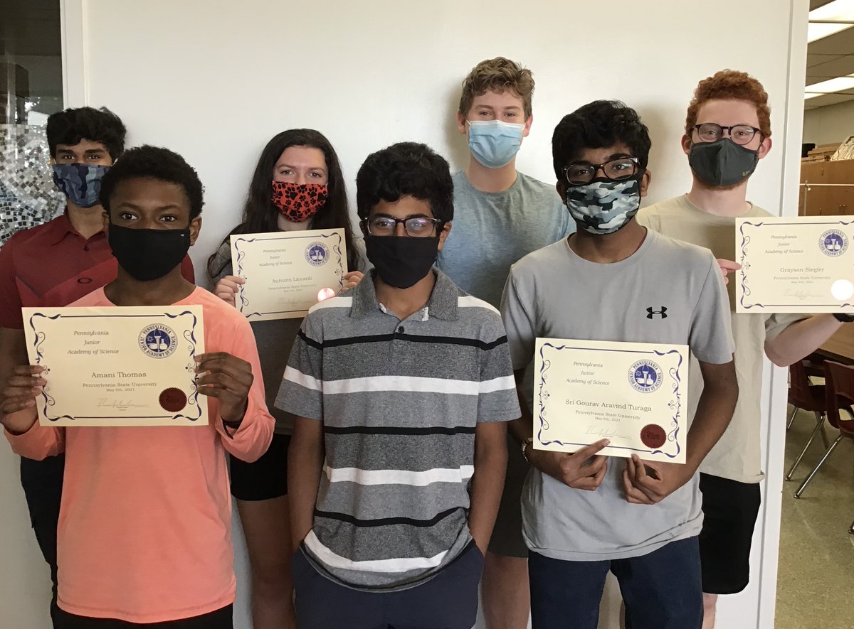 Congratulations to this year's PJAS competitors...

front left to right:  Amani Thomas, Aditya Turaga, Aravind Turaga
back left to right:  Dheeraj Gollu, Autumn Liccardi, Carter Gresh, Gray Siegler
not pictured: Jack Allen, Chris Spriegel