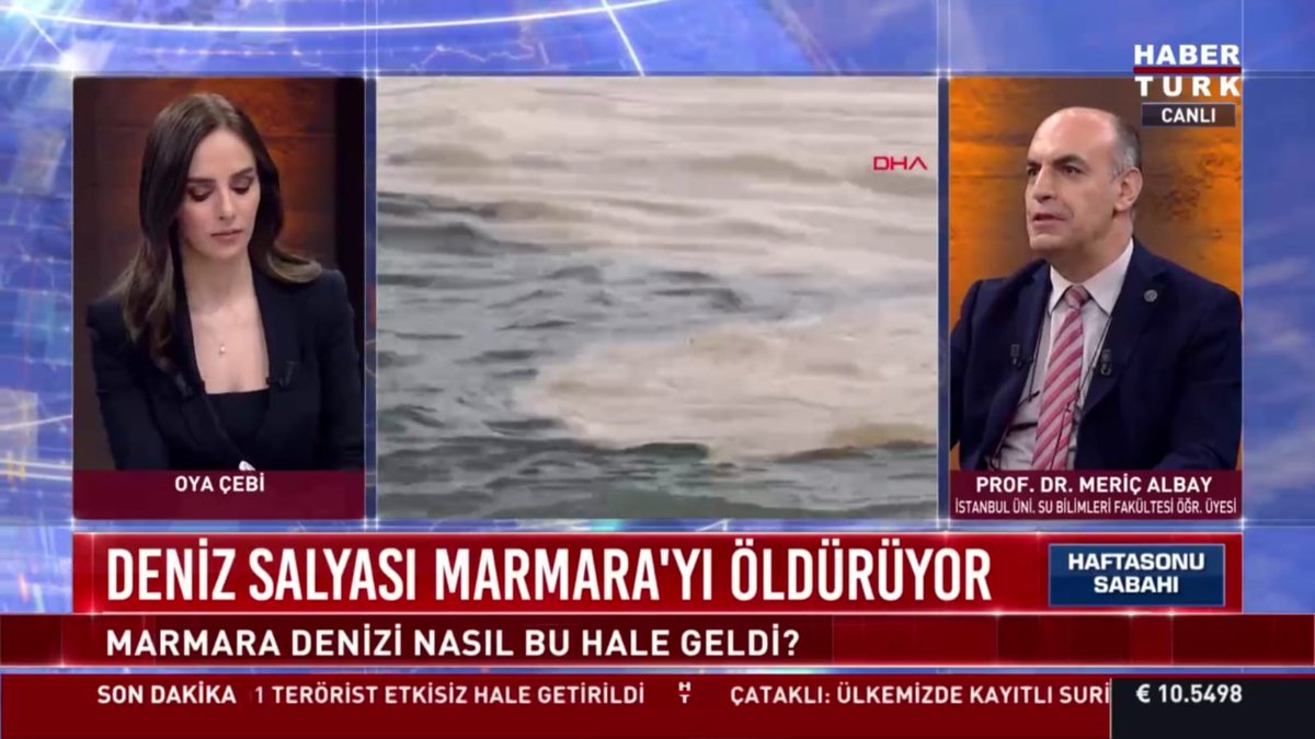 MericAlbay's tweet photo. Habertürk TV de Marmara Denizini kaplayan Müsilajı konuştuk. Umuyorum bu durum Su Kaynaklarının Yönetiminde yetkin meslekler olan Su Bilimleri ve Mühendisleri, Çevre Mühendisleri, Su Ürünleri Müh ve Balıkçılık Tekn. Mühendislerinin kamuda daha fazla istihdam edilmelerini sağlar. https://t.co/D4Cvho0y6W