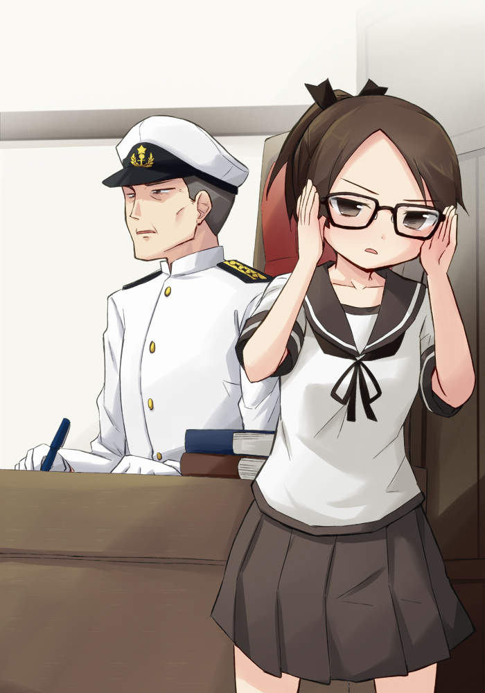 敷波(艦これ) 「「全然見えん…」
「返しなさい」 」|柿崎のイラスト