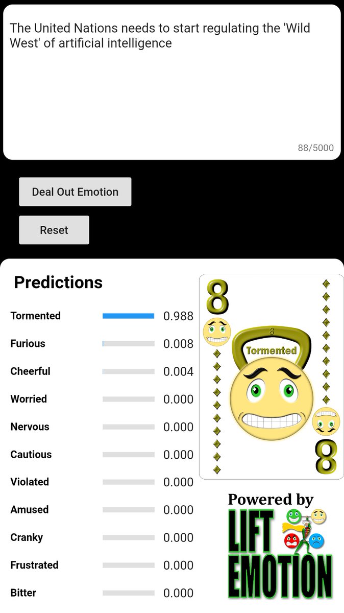 AFFECTxAI's tweet image. An AI model predicts the expressed emotion in the textual data.  

#NLP #NLProc #App #Startup #EQ #EmotionAI  #Deeplearning  #Machinelearning #Sentiment #Technology #Neuroscience #DataScience #Data #Tech
