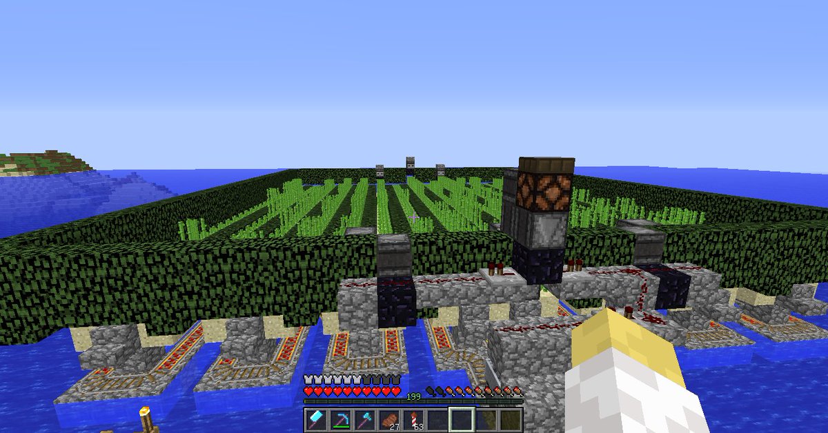 Excel V Twitter マイクラ402日目 今日はatum産の作物農場作りとサトウキビ畑の拡張 これだけ広げれば流石に枯渇しないはず マインクラフト