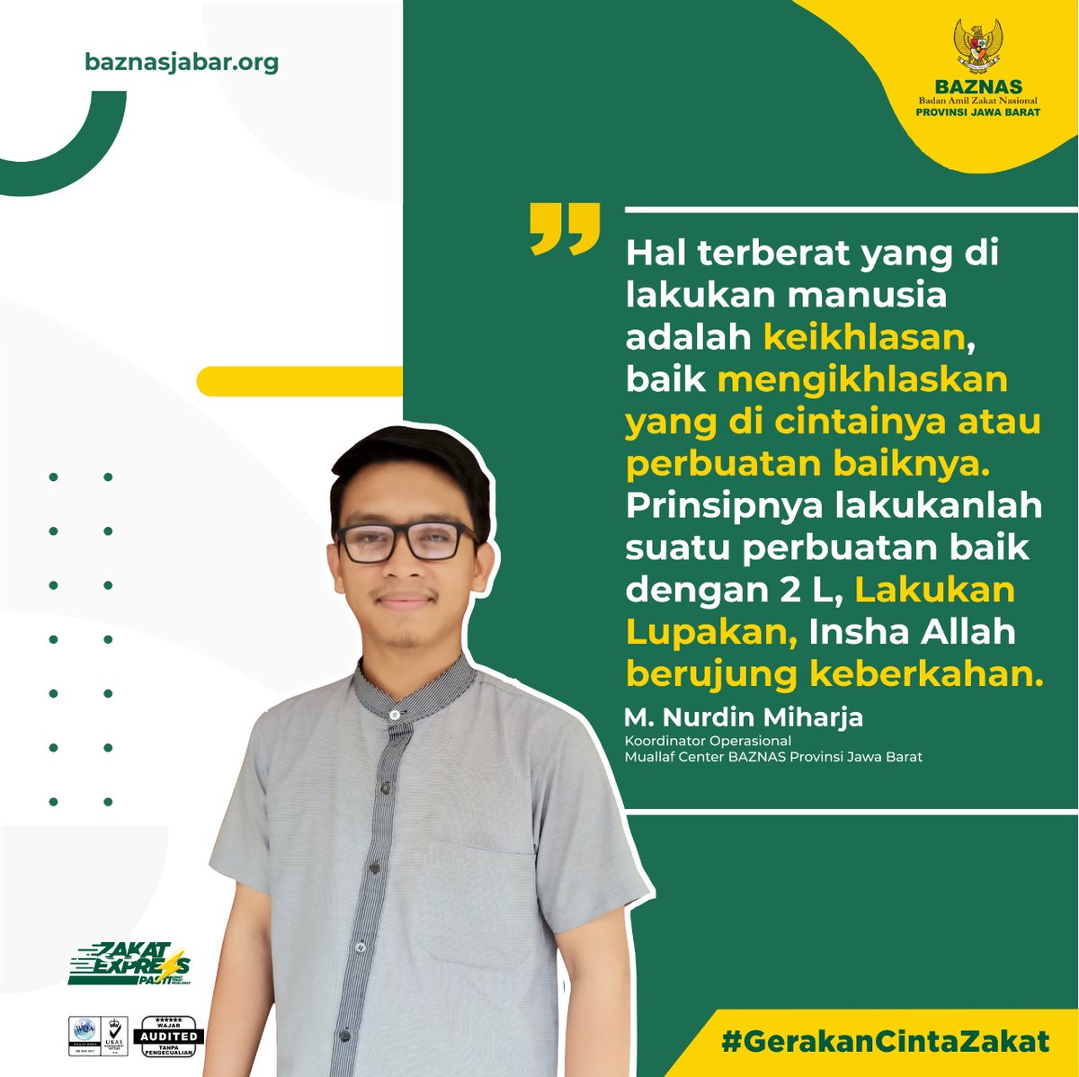 Sahabat mari kita kenalan lebih dekat dengan orang hebat di balik BAZNAS Provinsi Jawa Barat
-
Kali ini ada M.Nurdin Miharja, yang lebih dikenal dengan Kang Jaja sebagai

#baznasjabar #gerakancintazakat #semangatmelayaniumat #HighlightAmil