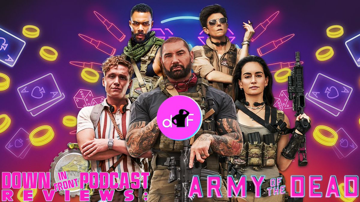 DownInFrontpod's tweet photo. When zombies take over Las Vegas, only one person can stop them: our special guest @WGGDexBerto from @wickedgoodgames ! Join us as we review #Netflix ‘s new film, #ArmyoftheDead ! https://t.co/cf59reiyHo https://t.co/xFUWtrwM8p