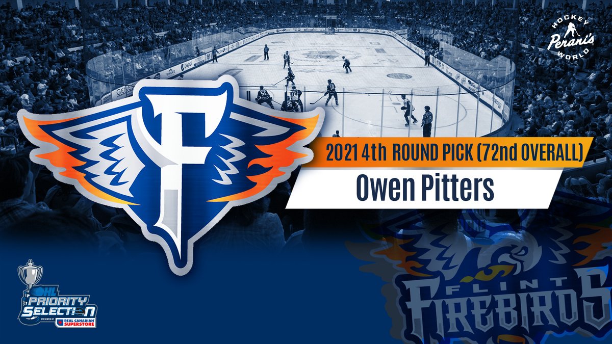 FlintFirebirds's tweet photo. With the #72 pick of the 2021 #OHLDraft, the Flint Firebirds are pleased to announce the selection of C/RW Owen Pitters!! #WelcomeToFlint https://t.co/h0F9leZv7E