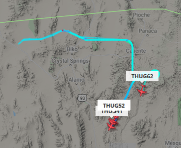 ameliairheart's tweet photo. Flight of 4x C-17s from Travis AFB, CA on approach for Nellis AFB, NV. #ADSB #AE07CB #AE080E #AE080E #AE07ED https://t.co/4KpwNoGYEL