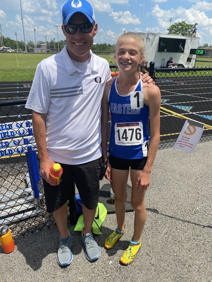 coachHoran's tweet image. This young Eastern Eagle 🦅 won the Middle School 3200m State Championship on her home track! Big Smiles all around. Congratulations Leah Penick!  @athleticsEHS @andy_penick @lisa_penick