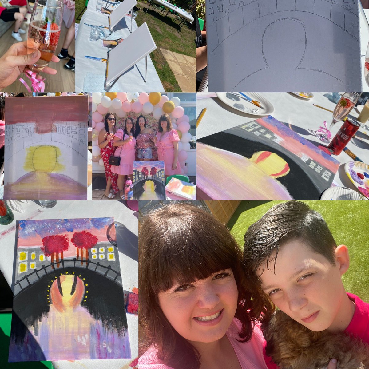 nurse_betty's tweet photo. First celebration of the weekend completed - art master class to celebrate my smallest sister leaving school #paintingparty #processco #pink #happysaturday #matchingdresses π₯π¨π https://t.co/2SgopFaubm