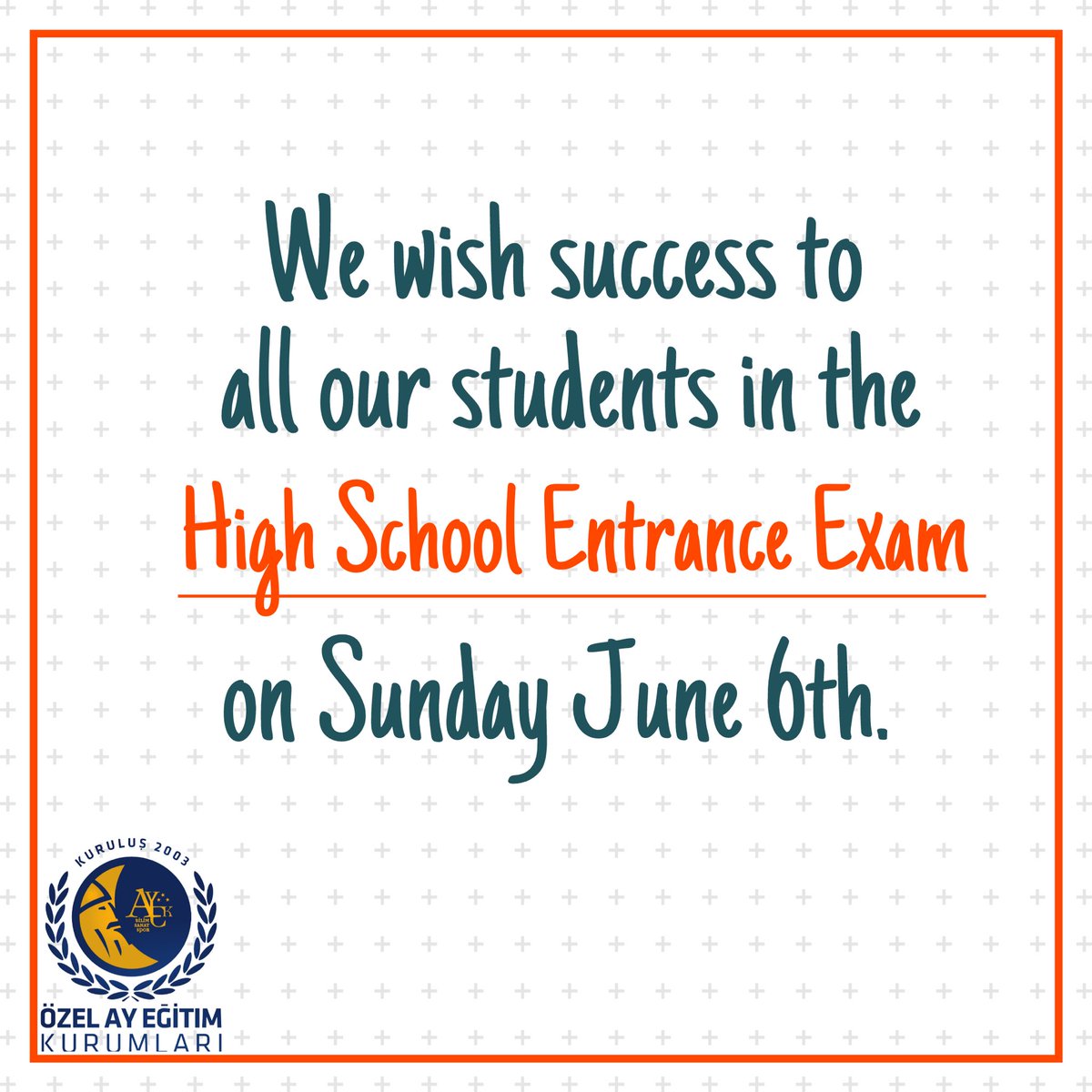 Pandemi koşullarına rağmen uzun süredir büyük bir özveriyle sınava hazırlanan tüm öğrencilerimizin 6 Haziran'da girecekleri sınavda başarılar dileriz. #aykoleji #aydedeanaokulu #Eğitim #Öğretim #Kolej #Okul #OzelOkul #ÖzelOrtaokul #Özelİlkokul #ÖzelLise #LGS #LiselereGecisSinavi