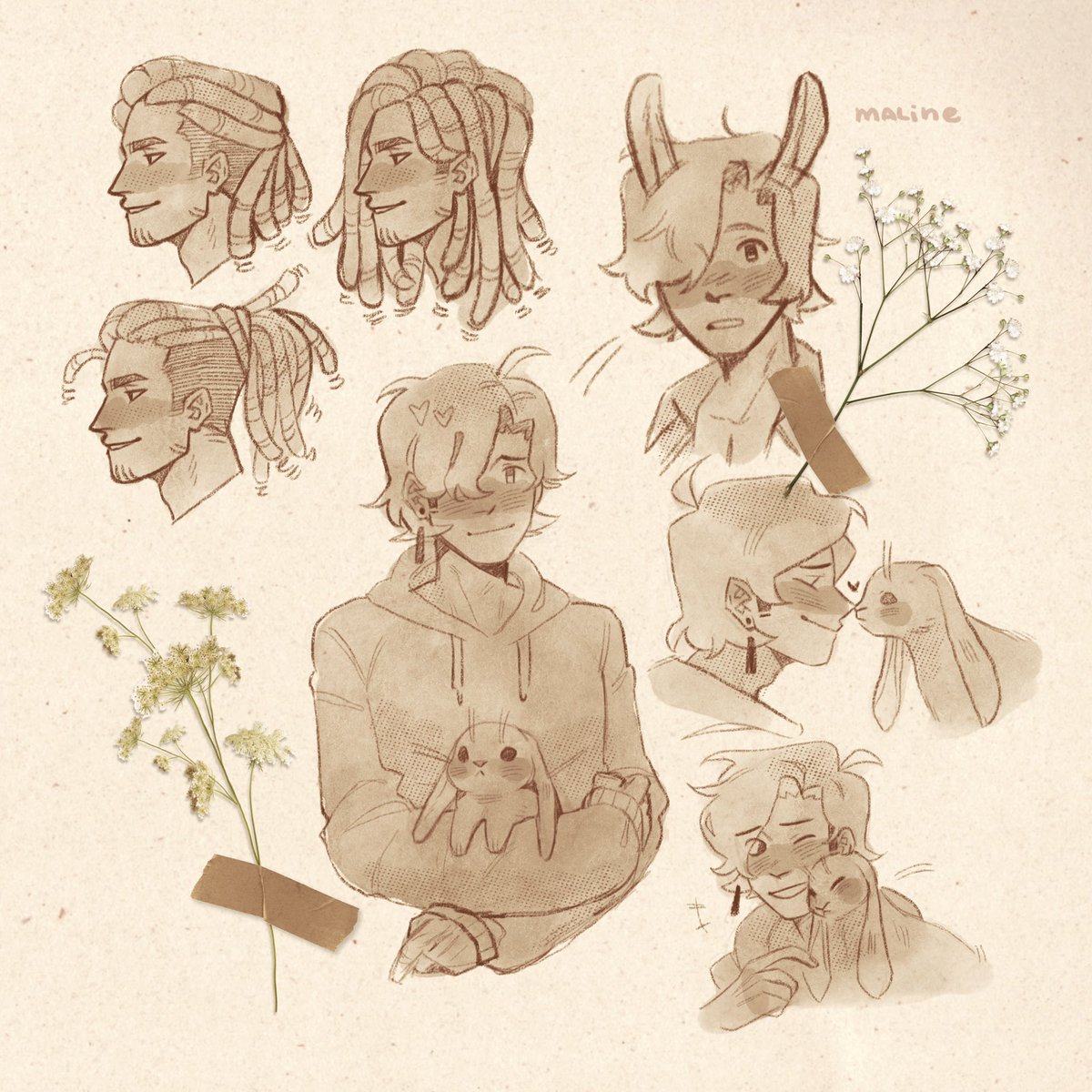 [OCs] Human!Roland, Roland with Noah and some sketches