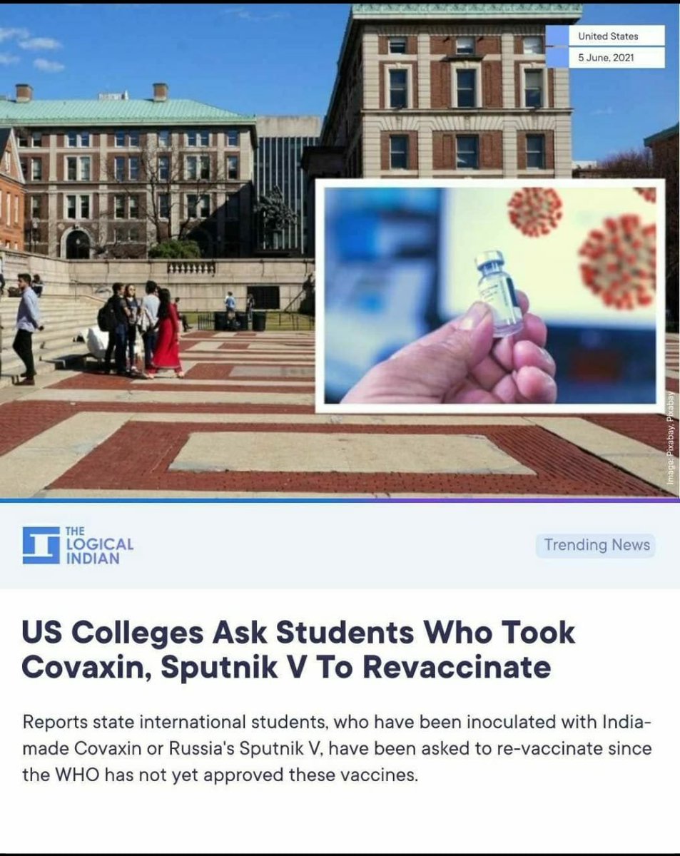 Kavyathebest's tweet image. If Covaxin, Sputnik are not approved by WHO, why people are inoculated with these vaccines. Is it not the responsibility of WHO to ensure that only the approved vaccines reach people. Why students with Covaxin aren't allowed in USA? @WHO @PMOIndia @drharshvardhan @DrSJaishankar