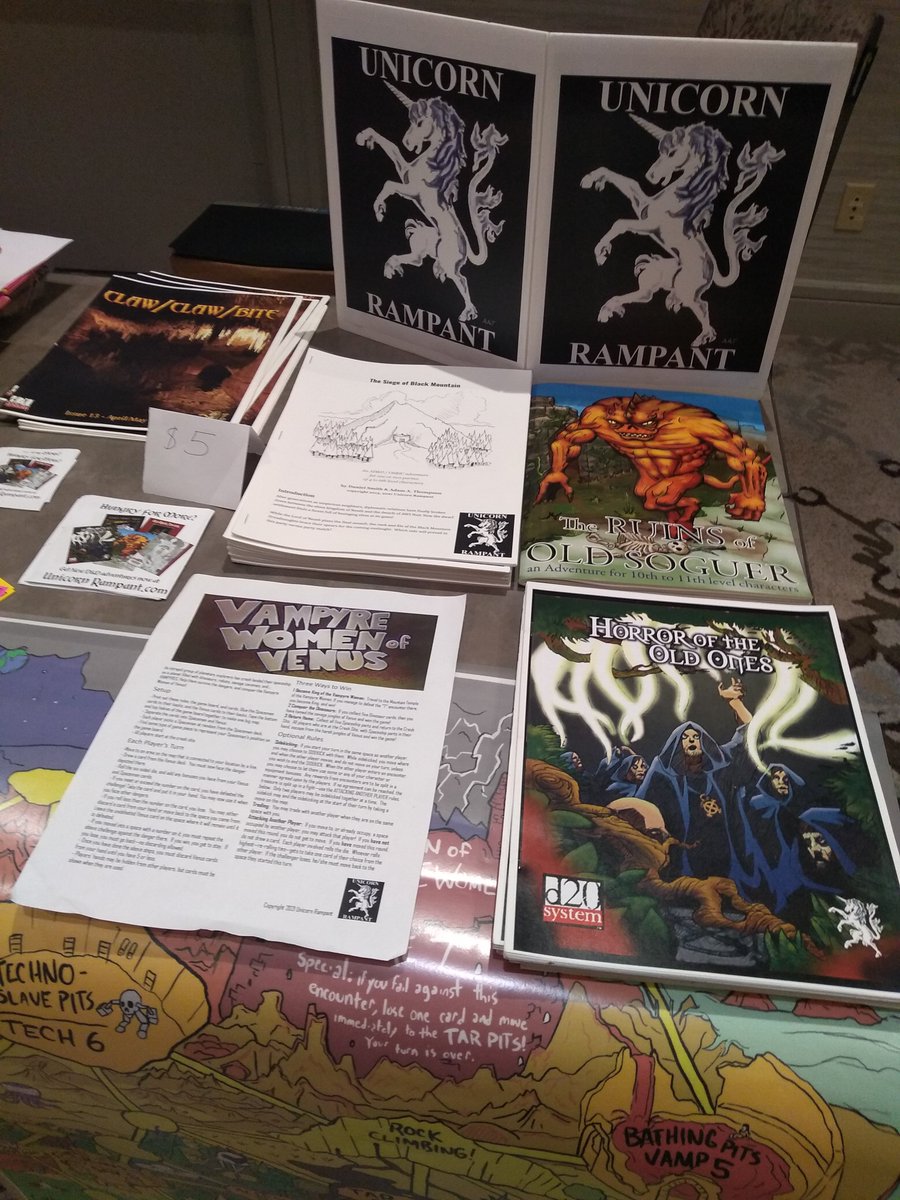 clawclawbite's tweet image. The unicorns are at North Texas RPG Con right now in the vendor's hall! Come on down to pick up the limited first printing of Siege of Black Mountain, an AD&amp;amp;D adventure for 4th to 6th level characters. 
#ttrpg #osric #adnd